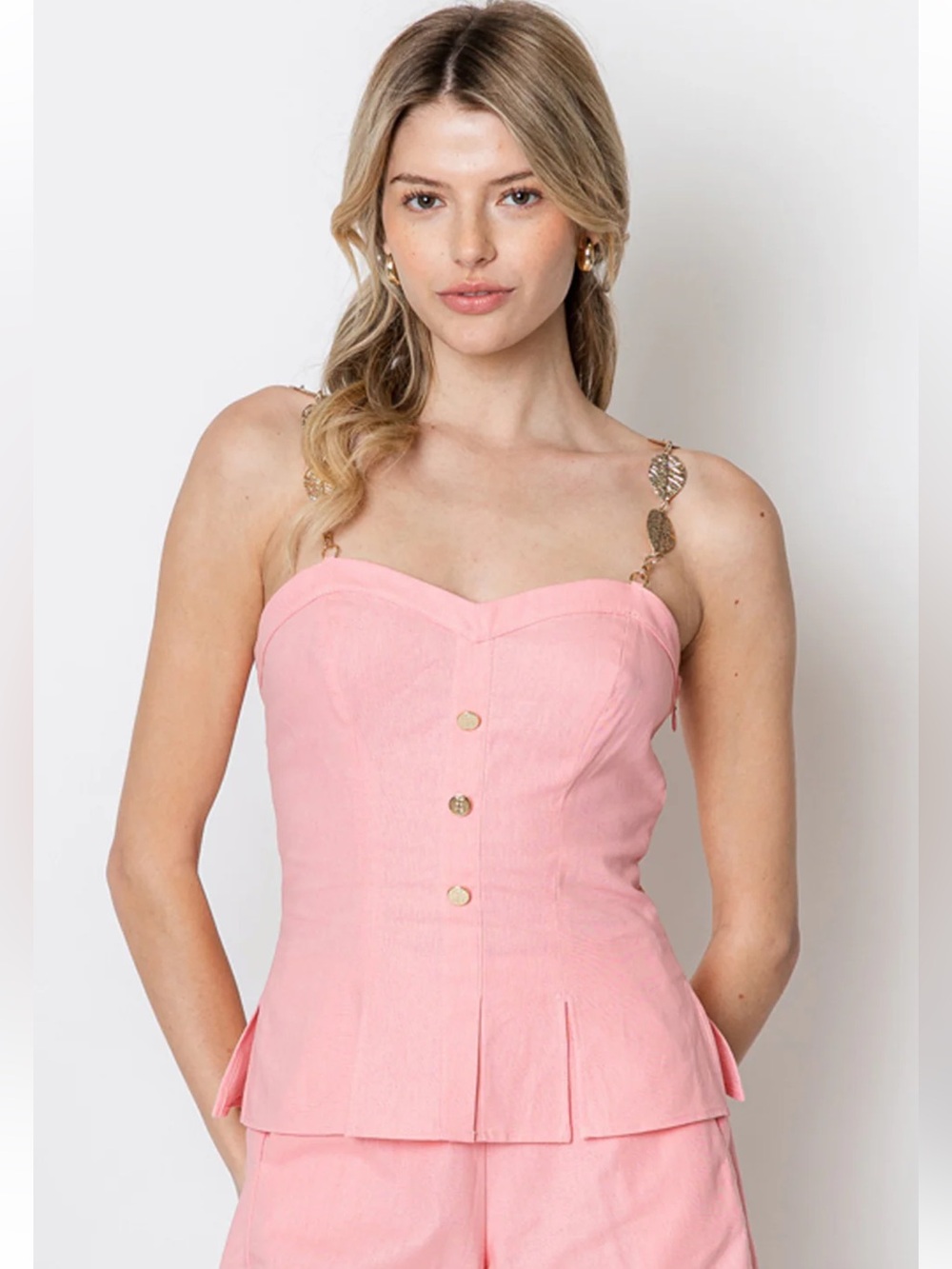 Zetaye Celeste Linen Chain Top - NWT